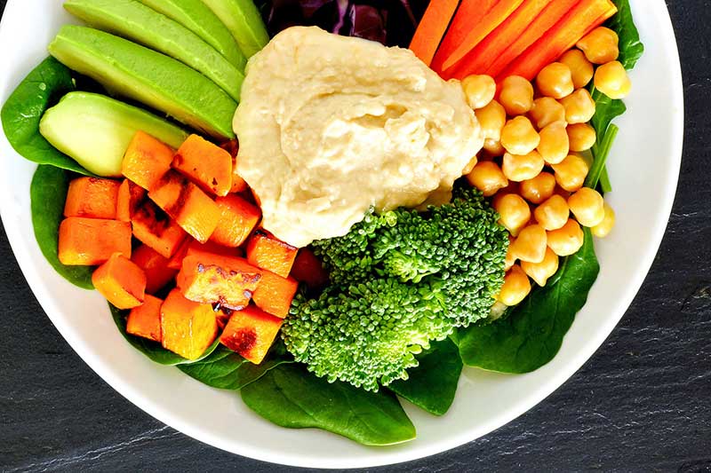 hummus and vegetables