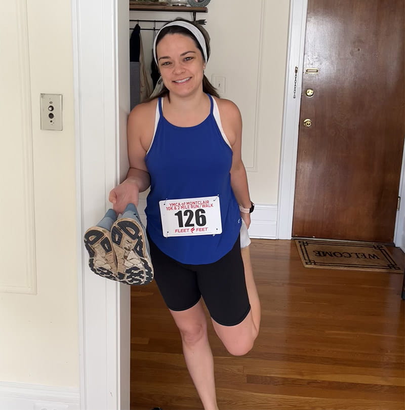 Marisa MacDonnell stretching before running a 10K earlier this year. (Photo courtesy of Marisa MacDonnell)