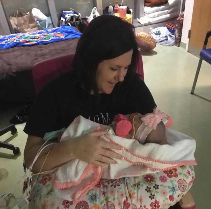 Stephanie Lewis holding McKenna for the first time. (Photo courtesy of Stephanie Lewis)