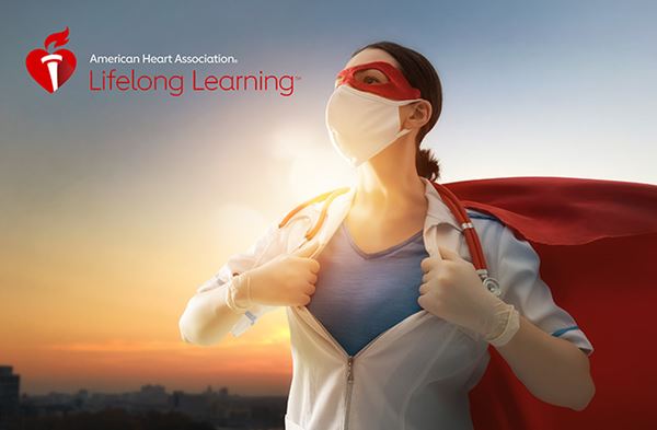 Woman in a red cape revealing her super self, wearing eye mask and face mask, as the sun rises behind her