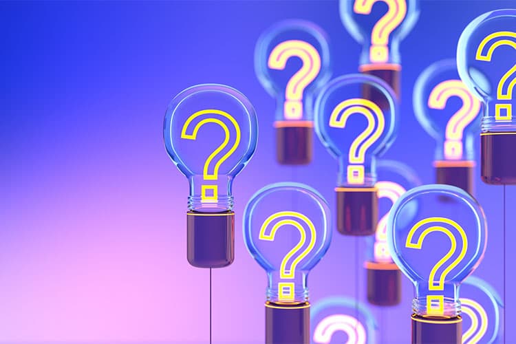 Innovation and new ideas lightbulb concept with a question mark