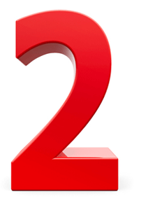 The number 2 in red, with a 3D effect