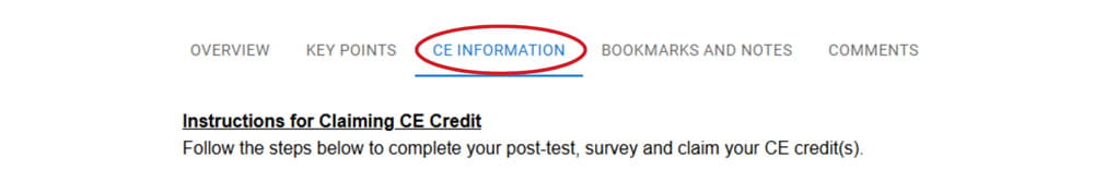 An image of the OnDemand platform showing where to look for CE Information.