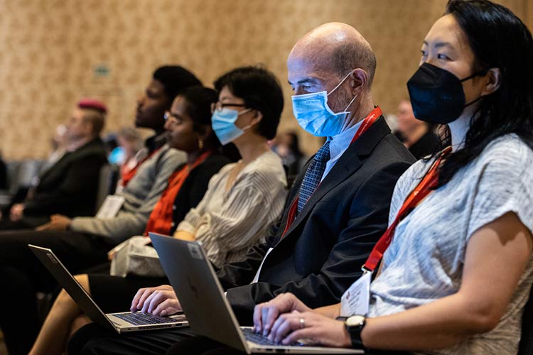 Audience members take notes during a session at Hypertension 2022 in San Diego, California.