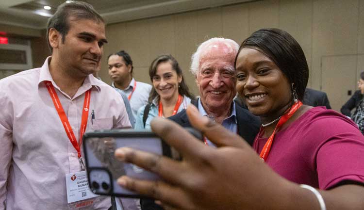 Nobel Prize Winner Mario R. Capecchi, PhD, posed for selfies with early career members at Hypertension 2023 Scientific Sessions in Boston, MA, September 5-7, 2023.