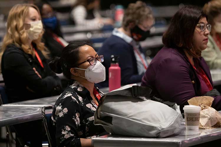 Attendees listen to a speaker during the State-of-the-Science Stroke Nursing Symposium on Tuesday, Feb. 8, 2020. The symposium is part of the International Stroke Conference 2022 in New Orleans. 