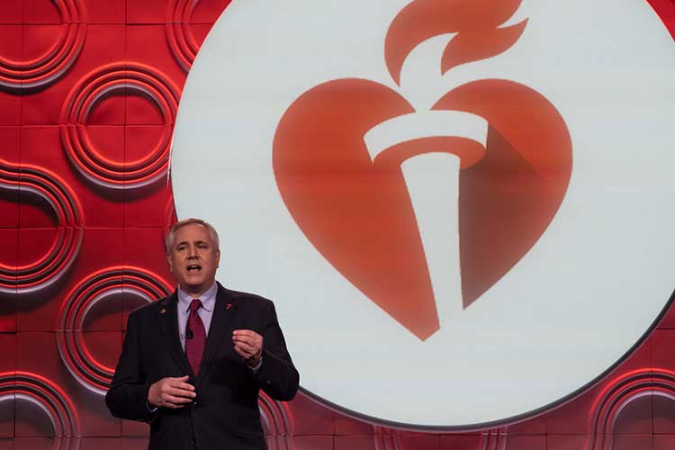 American Heart Association President Donald Lloyd Jones speaks at the Opening Main Event of the International Stroke Conference 2022 in New Orleans, LA.