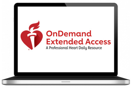 Laptop screen showing OnDemand Extended Access: A Professional Heart Daily Resource