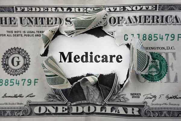 Illustration of the word Medicare ripping through a $1 bill