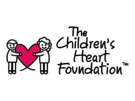 logo that shows 2 illustrated children holding a heart for The Children's Heart Foundation