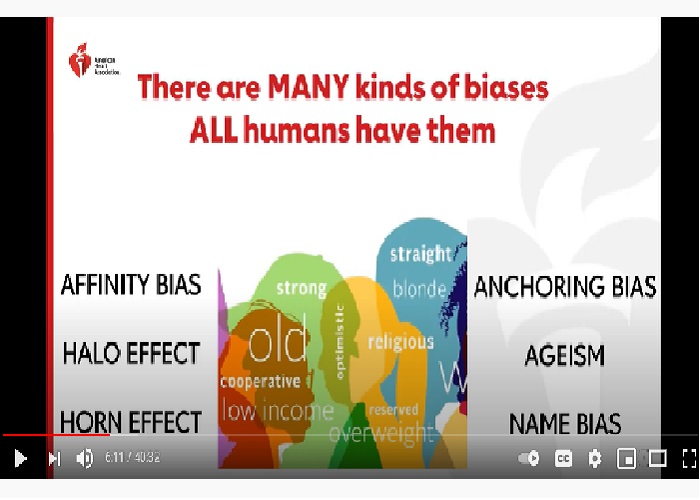 Image of a slide from the deck titled, "There are many kinds of biases. We all have them."