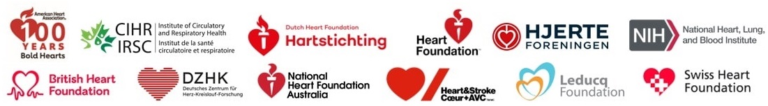 Logos of the 12 member organizations of the Global Cardiovascular Research Funders Forum