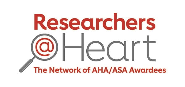 Graphic treatment for the program, which reads Researchers at Heart: the network of AHA/ASA awardees