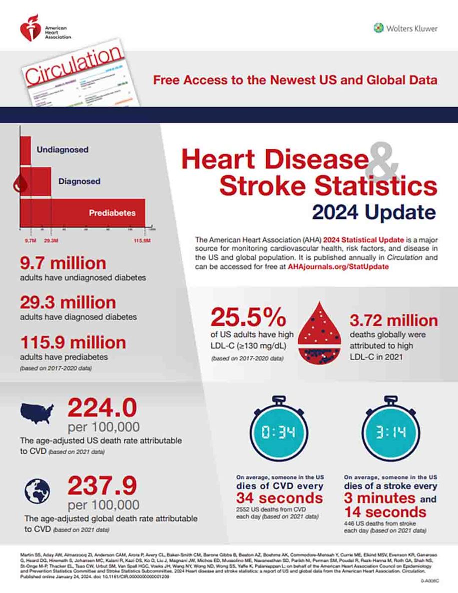 Download a PDF copy of the Heart Disease and Stroke Statistics Update – 2-page Infographic (PDF)