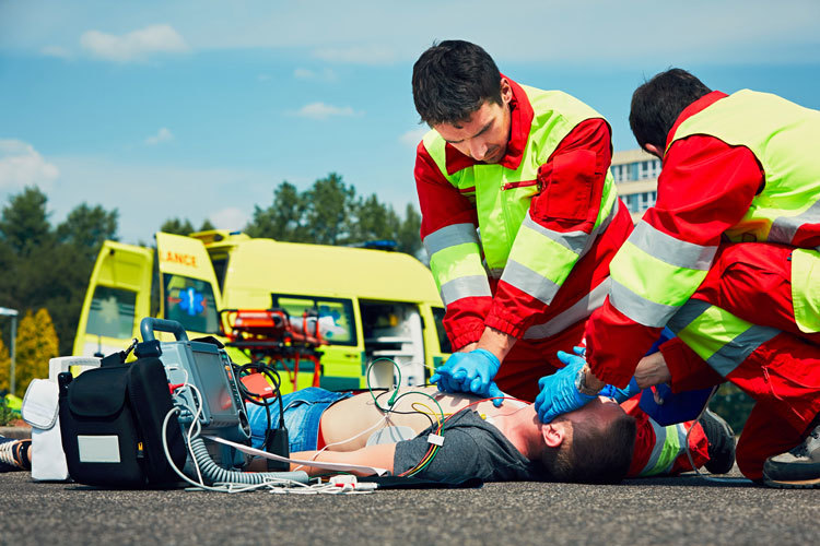 Paramedics performing CPR