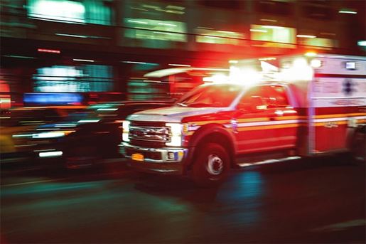 Fast driving ambulance in the United State.