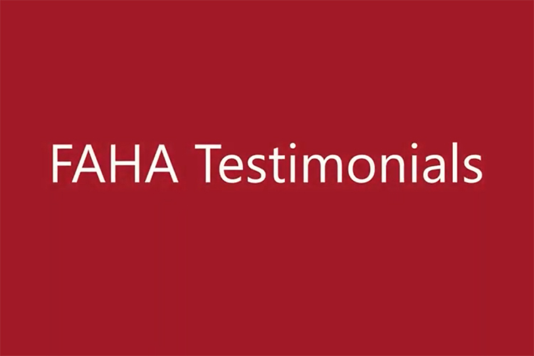 Title screen from the FAHA Testimonials 2021 video