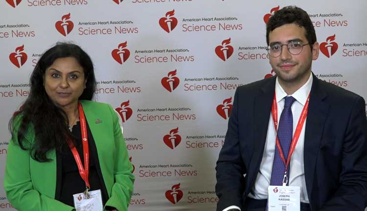 A still frame from a video about using artificial intelligence within Hypertension Guidelines. Bina Joe, PhD, FAHA, FAPS, ISHF interviews Joseph Kassab, MD, MS.