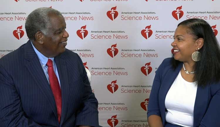 This is a still frame from a video on multiple causes of inequity in hypertension treatment.. Keith C. Ferdinand, MD interviews Diana Baptiste, DNP, RN, CNE, FPCNA, FAAN.