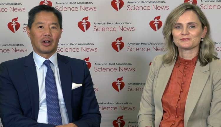 A still frame from a video interview about Cuffless Blood Pressure monitoring. Eugene Yang, MD, MS interviews Alta Schutte, PhD.