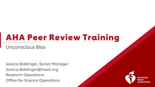 Intro slide for peer review training video