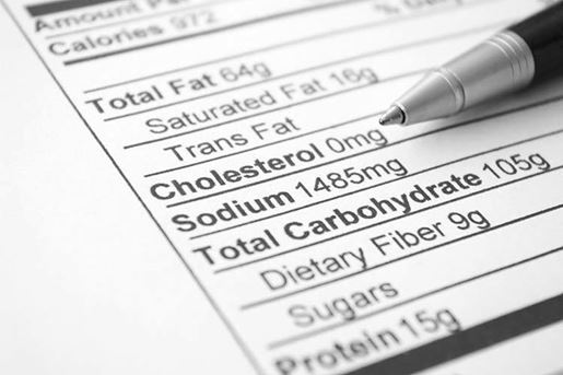 Food label showing high sodium