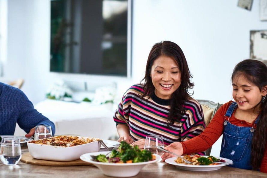Family eating a healthy dinner 
