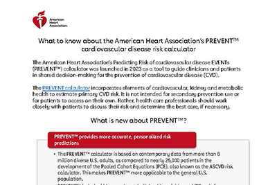 preview thumbnail of PDF document: What to know about the American Heart Association’s PREVENTTM cardiovascular disease risk calculator