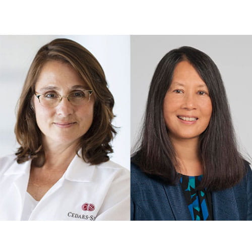 Christine Albert, MD, MPH, FACC (L) and Mina Chung, MD, FHRS, FAHA (R)
