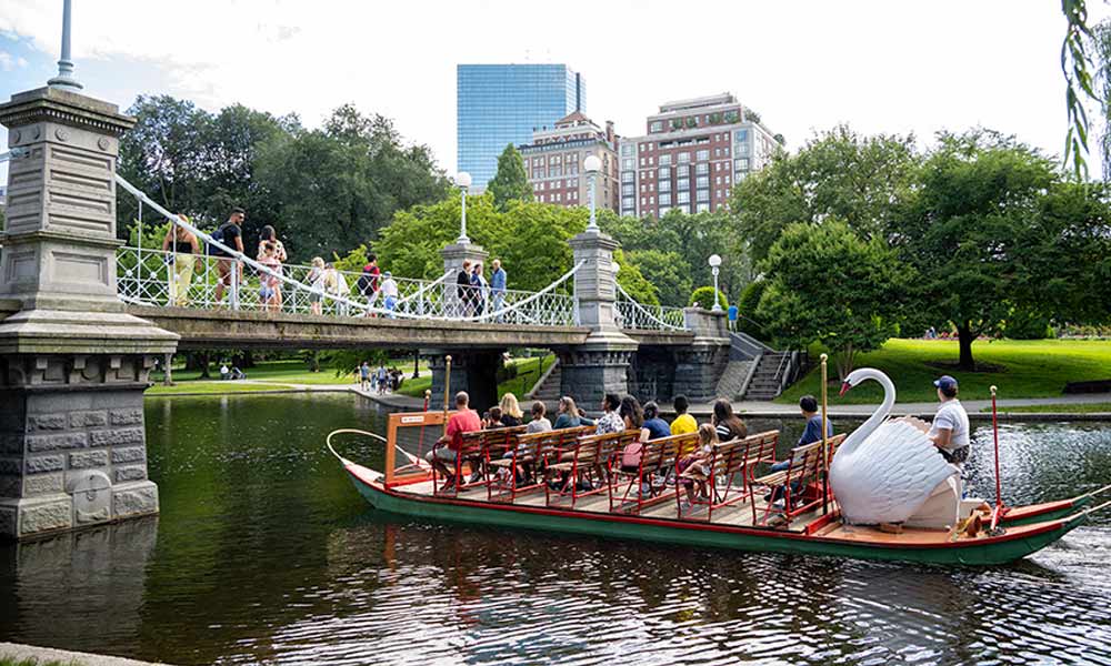 Boston's famous swan boats operate in The Lagoon in Boston Common. Photo Credit: Hasan Zaidi