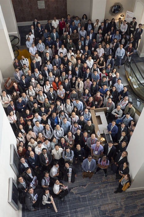 A group of attendees from the Asian Cardiovascular Society 2025 meeting pose in Baltimore on Tuesday, July 22, 2025.