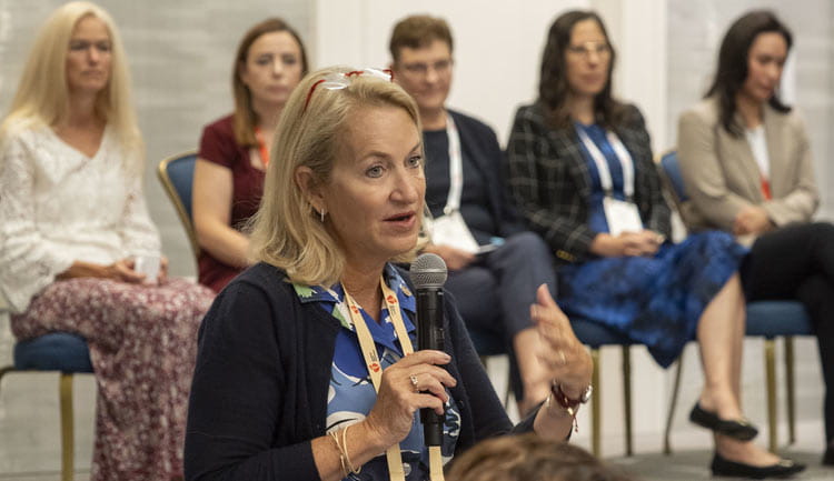 AHA President Stacey E. Rosen, MD, FAHA speaks to #BCVS25 attendees during the Women in Science breakfast event on July 24, 2025.