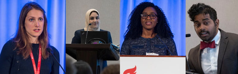 Photos of some of the 3-minute Oral Abstract Competition finalists from the past.