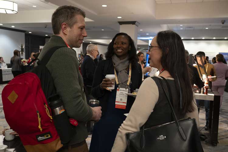 EPI|Lifestyle 2026 attendees chat at breakfast before the day's presentations begin in Boston, Massachusetts, March 19, 2026.