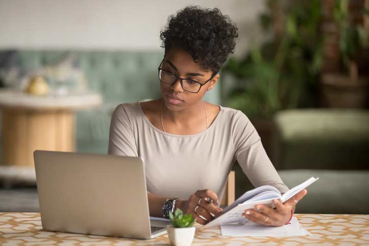 Woman working on her laptop
