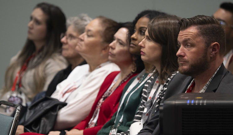 Audience members watch a presentation during one of the Pre-Conference Symposia held at the International Stroke Conference, Tuesday, February 4, 2025.