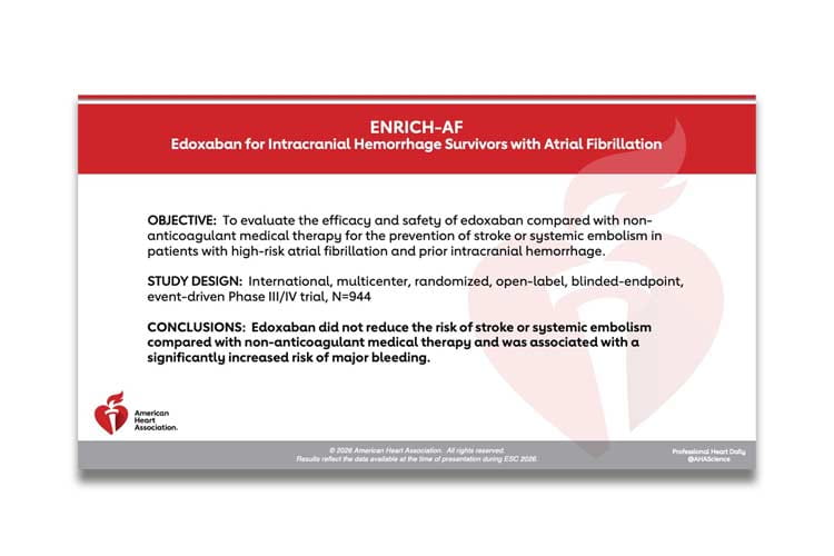A thumbnail image of the ENRICH AF study presented during ESC 2026 in Munich, Germany.