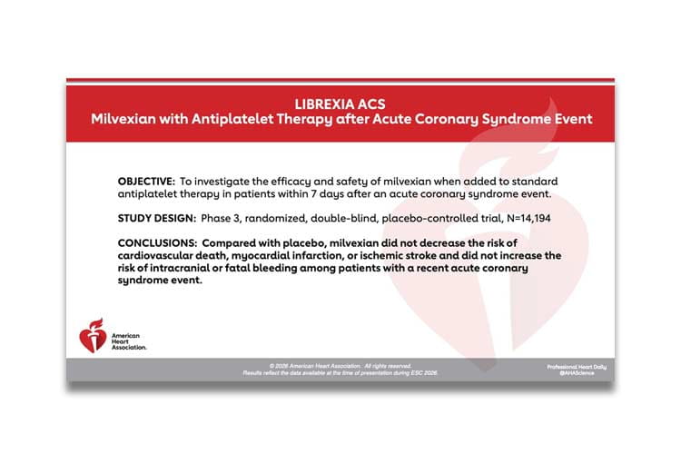 A thumbnail image of the LIBREXIA ACS study presented during ESC 2026 in Munich, Germany.