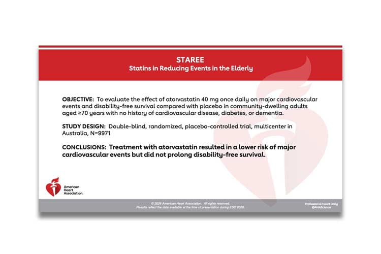 A thumbnail image of the STAREE study presented during ESC 2026 in Munich, Germany.