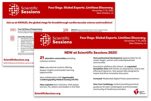 Thumbnails of a power point slide outlining the many reasons why you should register for #AHA25