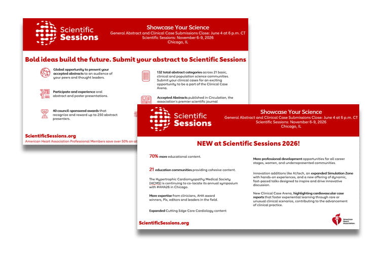 A thumbnail image of slideset promoting abstract submission to Scientific Sessions 2026.