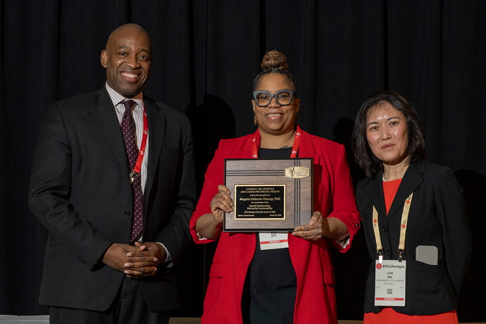 Angela Odoms-Young, PhD, receiving the David Kritchevsky Memorial Lectureship Plaque during EPI|Lifestyle26 in Boston, Massachusetts.