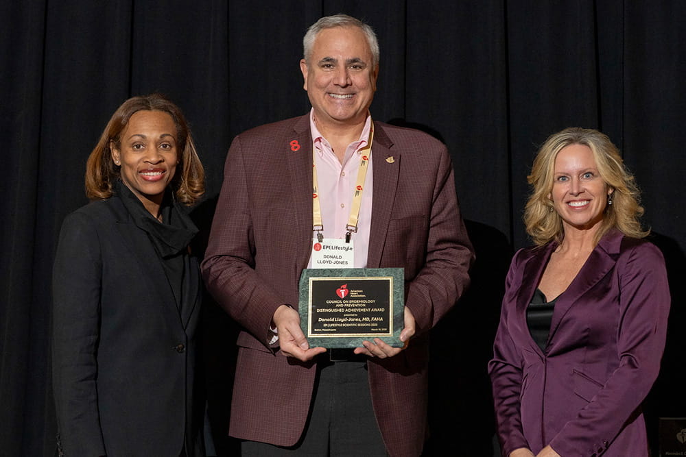 Donald Lloyd-Jones, MD, FAHA, receiving the Distinguished Achievement Award during EPI|Lifestyle26 in Boston, Massachusetts.