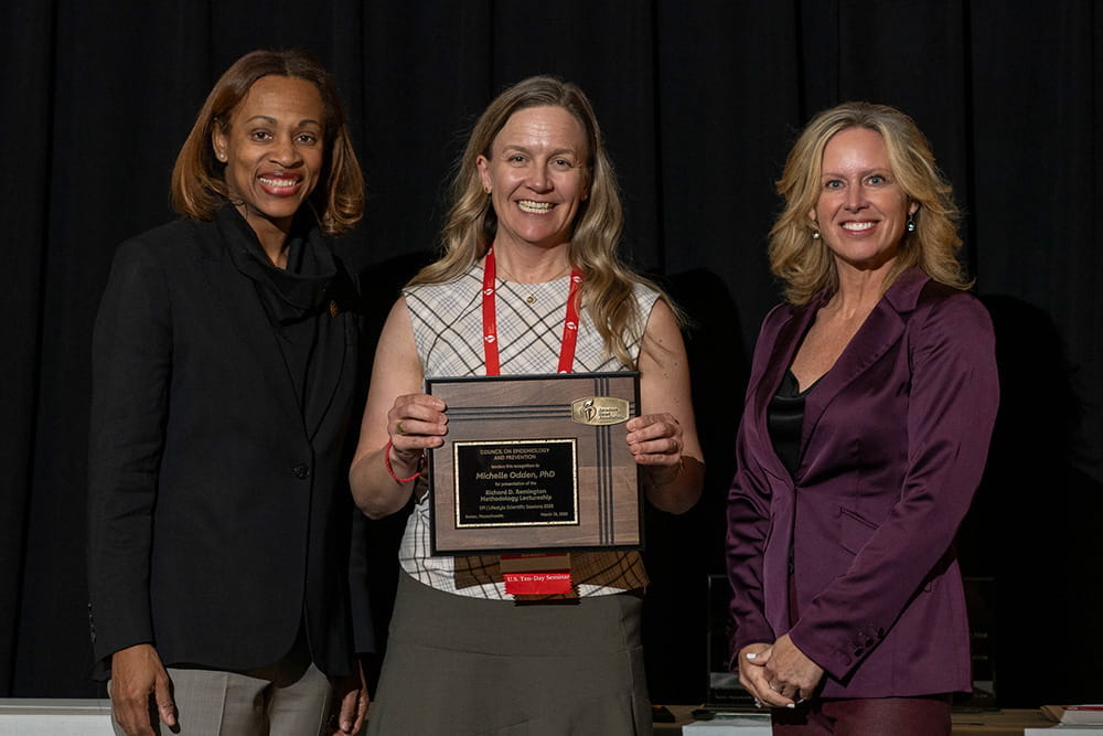 Michelle Odden, PhD, receiving the Richard D. Remington Methodology Lectureship during EPI|Lifestyle26 in Boston, Massachusetts.