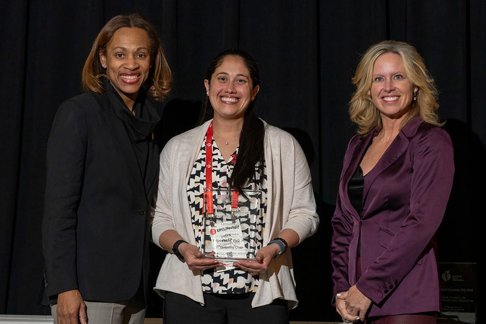 Priya Palta, PhD, MHSc, receiving the Outgoing Chair Award during EPI|Lifestyle26 in Boston, Massachusetts.