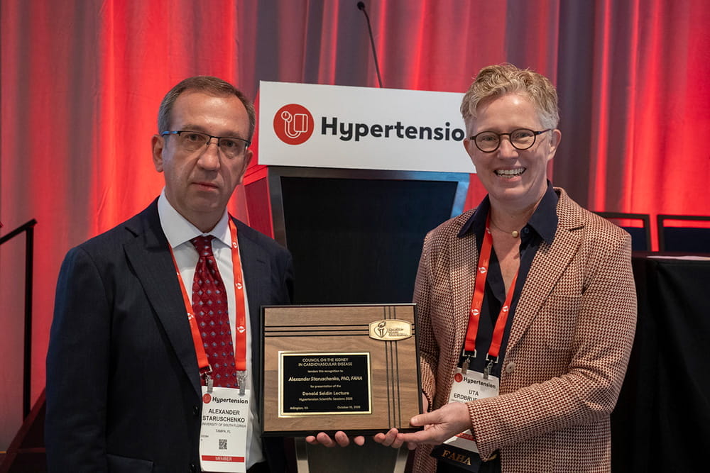 Donald Seldin Lecturer, Alexander Staruschenko, Ph.D., FAHA, at Hypertension 2026 in Arlington, Virginia.