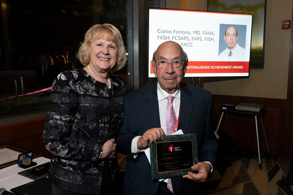 Distinguished Achievement Awardee, Carlos Ferrario, MD, FAHA, FASH, FCSAPS, FAPS, FISH, FACC, at Hypertension 2026 in Arlington, Virginia.
