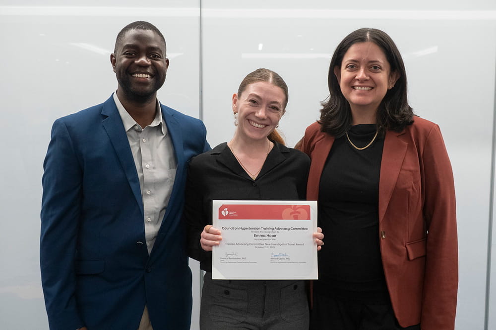 Trainee Advocacy Committee New Investigator Travel Awardee, Emma Hope, at Hypertension 2026 in Arlington, Virginia.