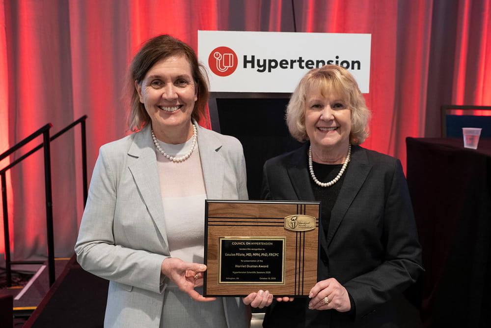 Harriet Dustan Awardee, Louise Pilote, MD, MPH, Ph.D., FRCPC, at Hypertension 2026 in Arlington, Virginia.