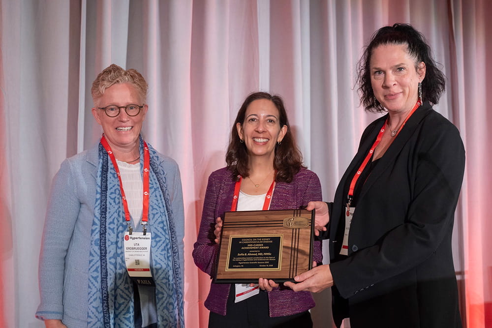 Mid-Career Achievement Awardee, Sofia Ahmed, MD, MMSc, at Hypertension 2026 in Arlington, Virginia.
